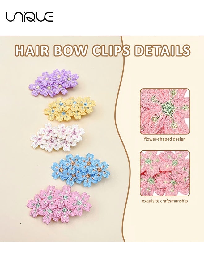 Unique 10 Pcs Cherry Blossom Hair Clips, Cute Side Bangs Barrettes, Non-Slip Alligator Hairpins Sakura Barrettes, knitted Floral Hair Accessories for Women Beach Wedding Everyday Style - 5 Colors - Image 3